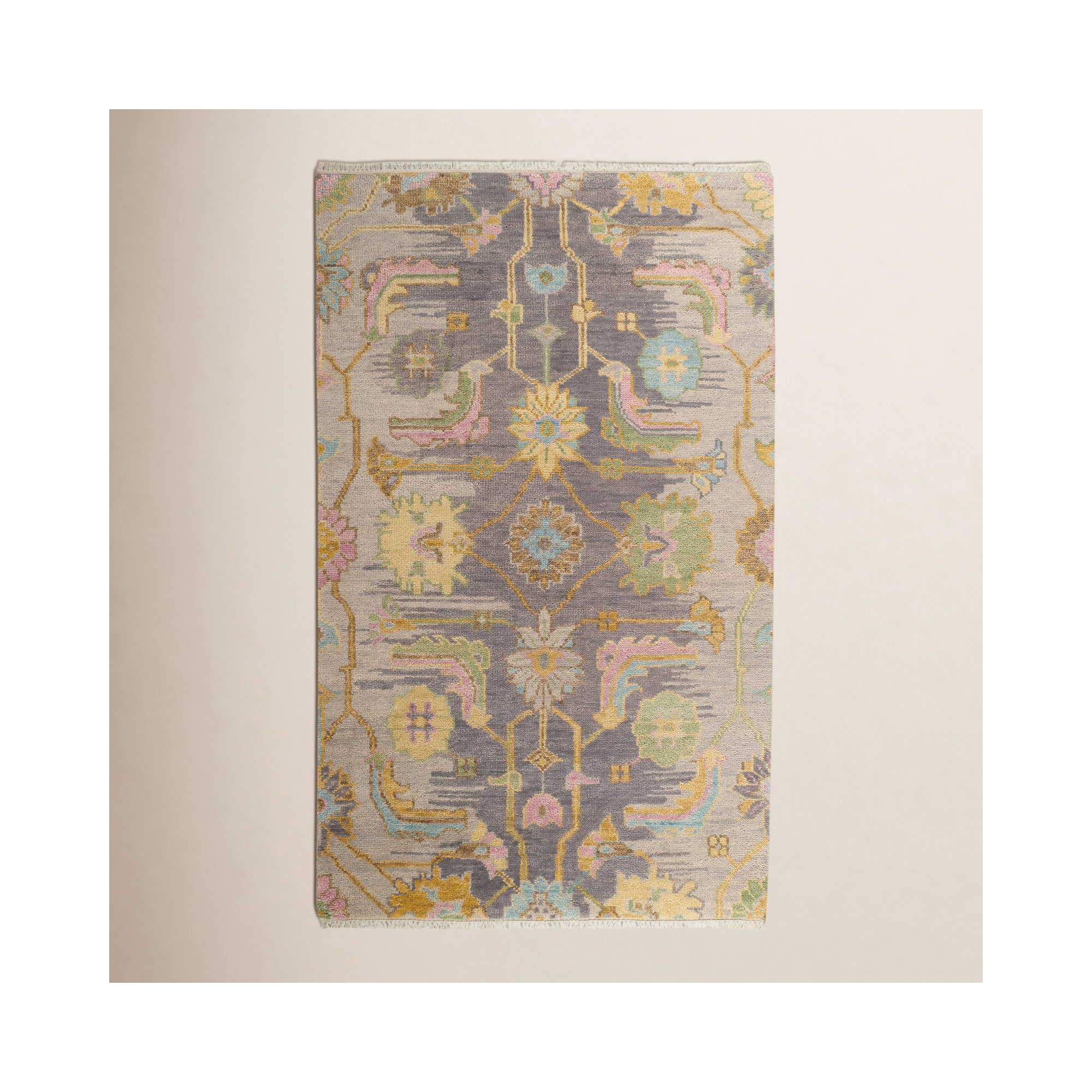 Iris Multi Hand Knotted Wool Rug, Rectangle 5' x 8'