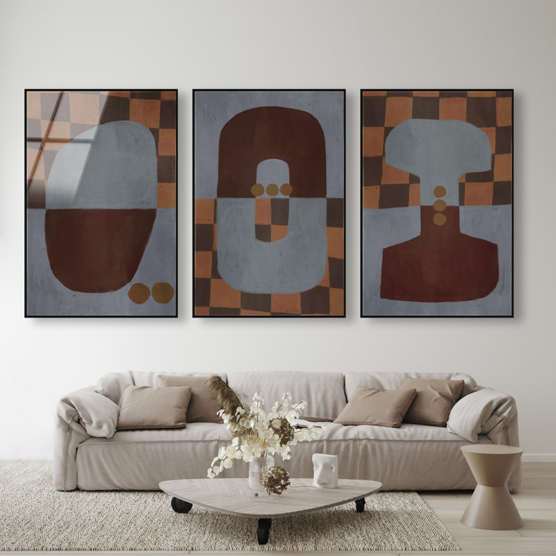 Checkered Dominos Set High-Gloss Frameless Acrylic Glass Wall Art Abstract Print by Oliver Gal, Ready to Hang, 10 x 15