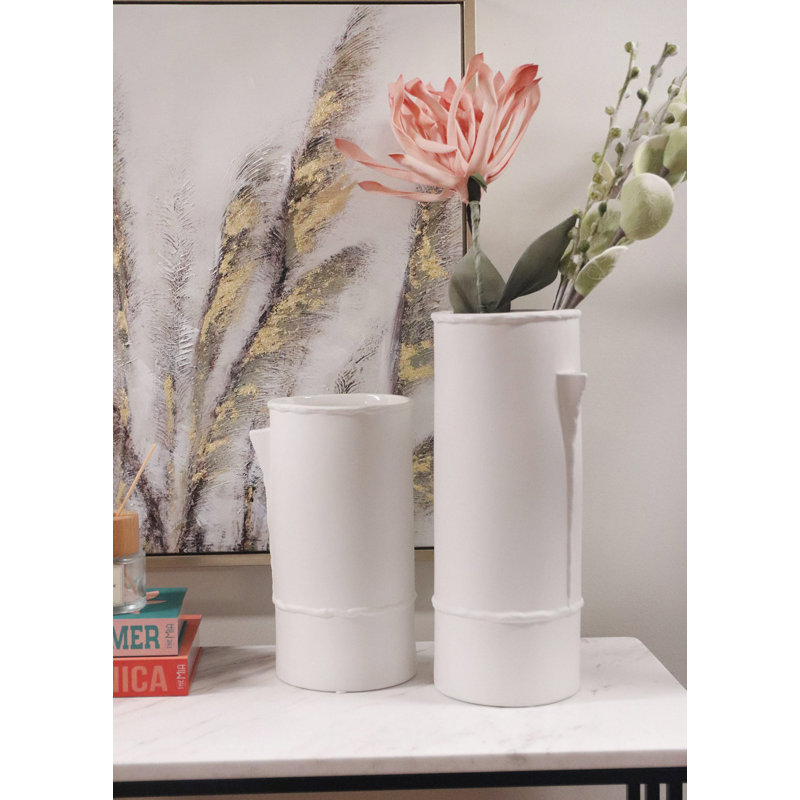 Elegant White Ceramic Vase, 7.5 x 6.3 x 12.2 inches | 100% Durable Ceramic Material | Perfect for Home Decor, Floral Arrangements & Centerpieces | Stylish & Modern Design for Any Room
