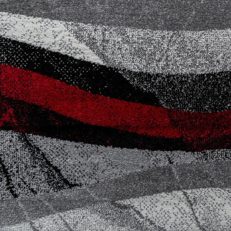Tapis gris / rouge / noir Wellersburg, Rectangle 3 pi 11 po x 5 pi 7 po