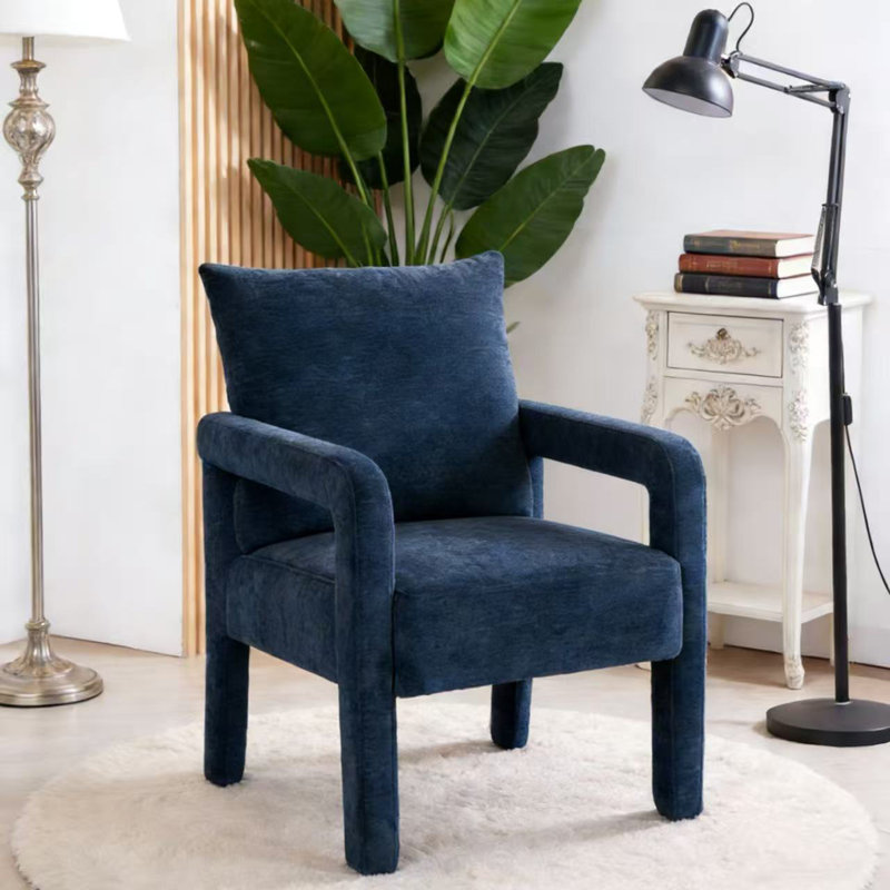 Upholstered Armchair, Dark Blue Chenille