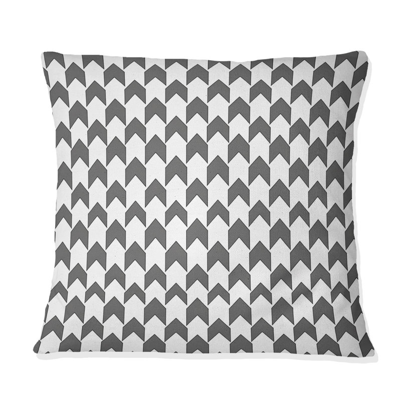 Gris moderne pied-de-poule moderne - coussin décoratif, H 18 po x l 18 po
