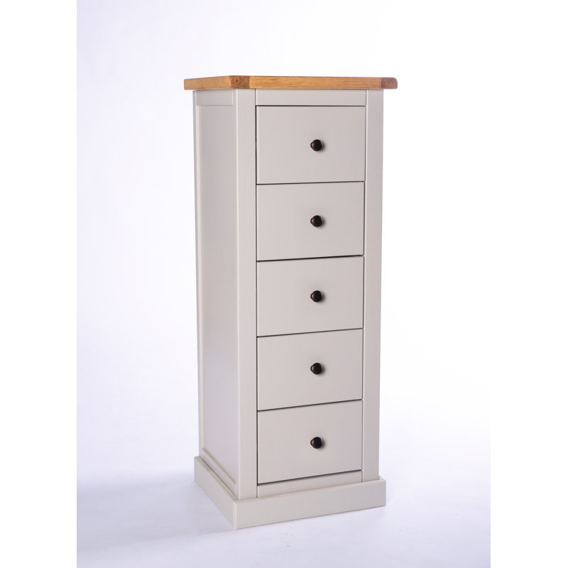 Engelhardt 45cm W 5 - Drawer Chest of Drawers, Grey/White, Brass