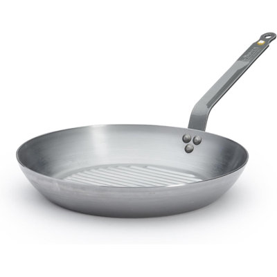 De Buyer 10.25" Mineral B Carbon Steel Grill Pan For Grilling & Browning Meat