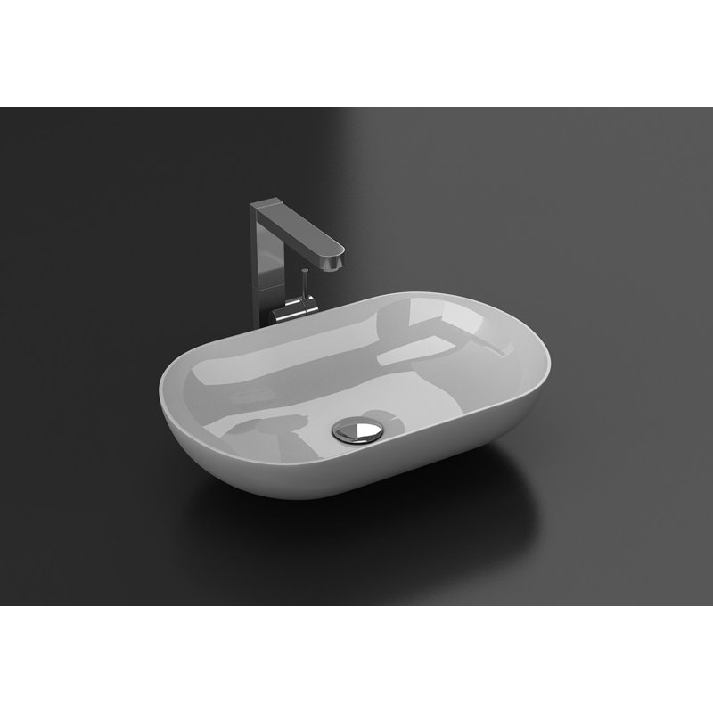 Lavabo de salle de bain vasque ovale en polymère blanc 12 "avec trop-plein Alma