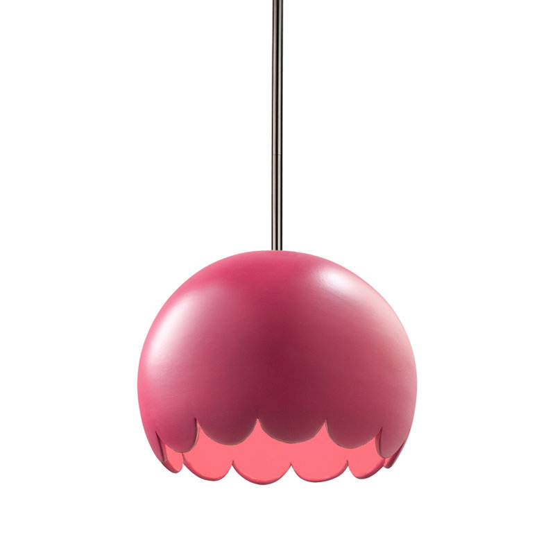 Luminaire suspendu 1 lumière DEL Glora, Nickel brossé, Cerise