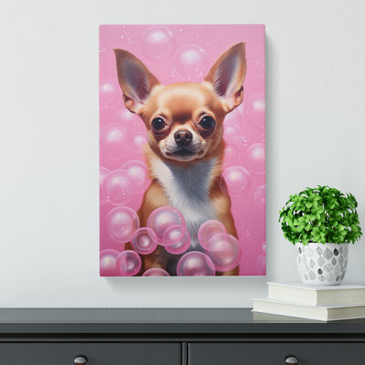 Chihuahua Bubble Gum Painting - Wrapped Canvas