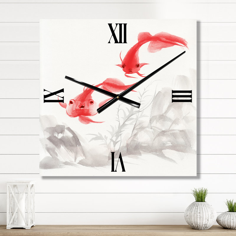 Poissons dorés rétro - horloge murale nautique et côtière, Grand