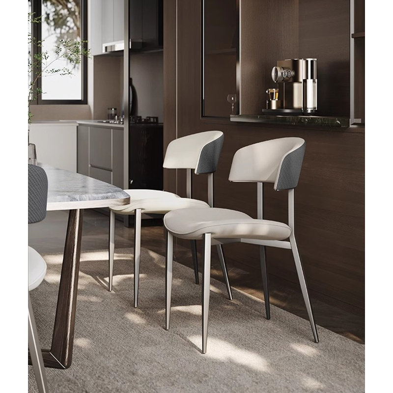 Italian Minimalist Ultra Fine Leather Backrest Dining Chair