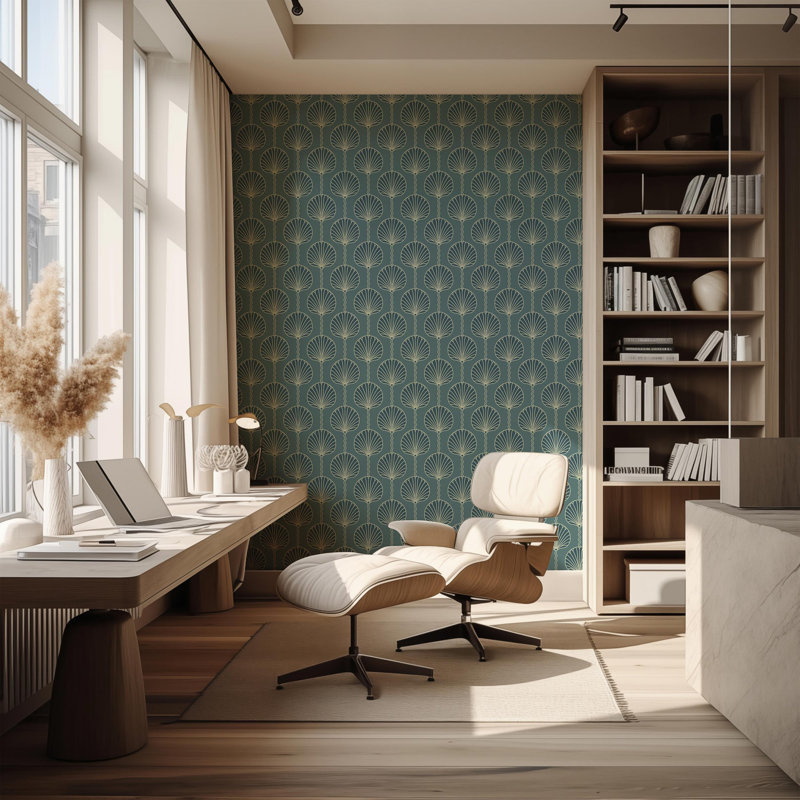 Deco Lily - Wallpaper, Blue, Premium Paper