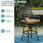  Ensemble de bar d'extérieur 5 pièces avec table de patio en aluminium coulé à 3 niveaux et demi-lune de 75 po et 4 tabourets pivotants rembourrés, grand ensemble de bar pour l'extérieur pour jardin, cour et terrasse