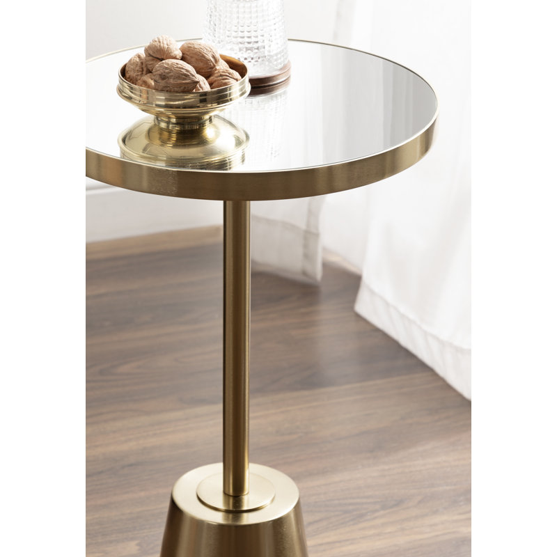 Hardeman Genuine Marble Pedestal End Table, Gold