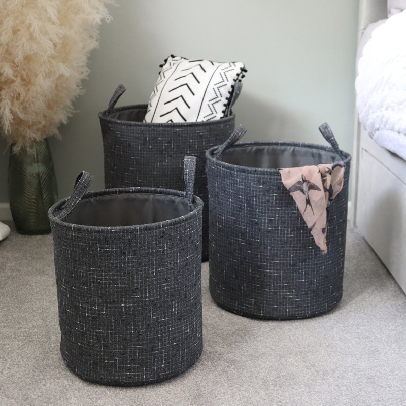 JVL Fabric Decorative Basket, Shadow