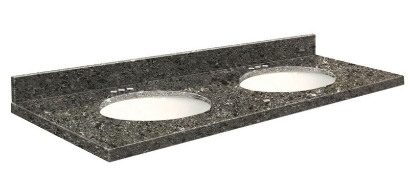Plateau de salle de bain double 61 po meuble-lavabo, Blanc, Côte de Sorrento, Centré de 8 pouces