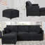 Canapé modulaire en chenille de 84 po avec repose-pieds réversible, canapé moderne avec coussin rembourré, canapé 3 places confortable pour le salon et le bureau-1832654104