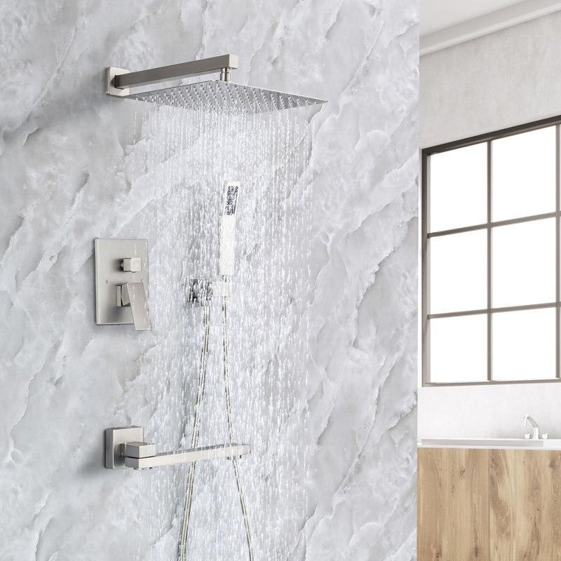 Complete Shower System with Rough in-Valve, Brushed Nickel