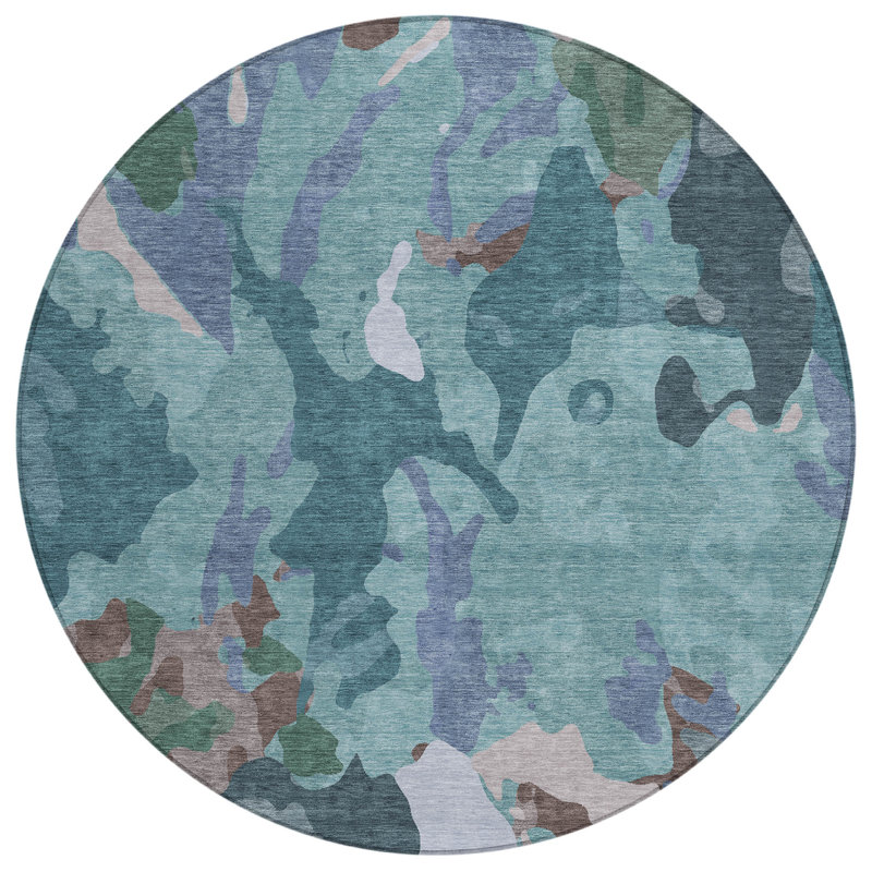 Machine Washable Indoor/Outdoor Oden ACN2161 Modern Rug, Rond 8 pi