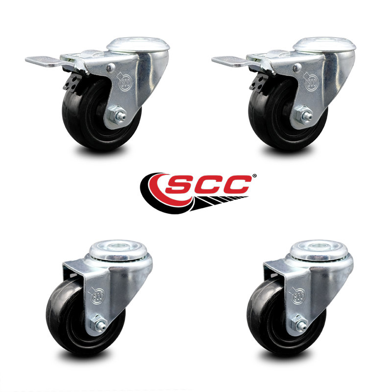 4-Piece Hard Rubber Caster Set