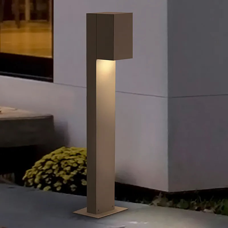 Box Integrated LED Metal Bollard Light, Bronze, 22" H x 3.5" W x 3.25" D
