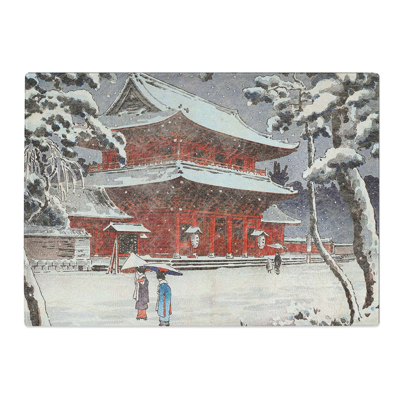 Tempered Glass Zojoji Temple in Snow by Tsuchiya Koitsu Chopping Board, 39 cm x 28.5 cm