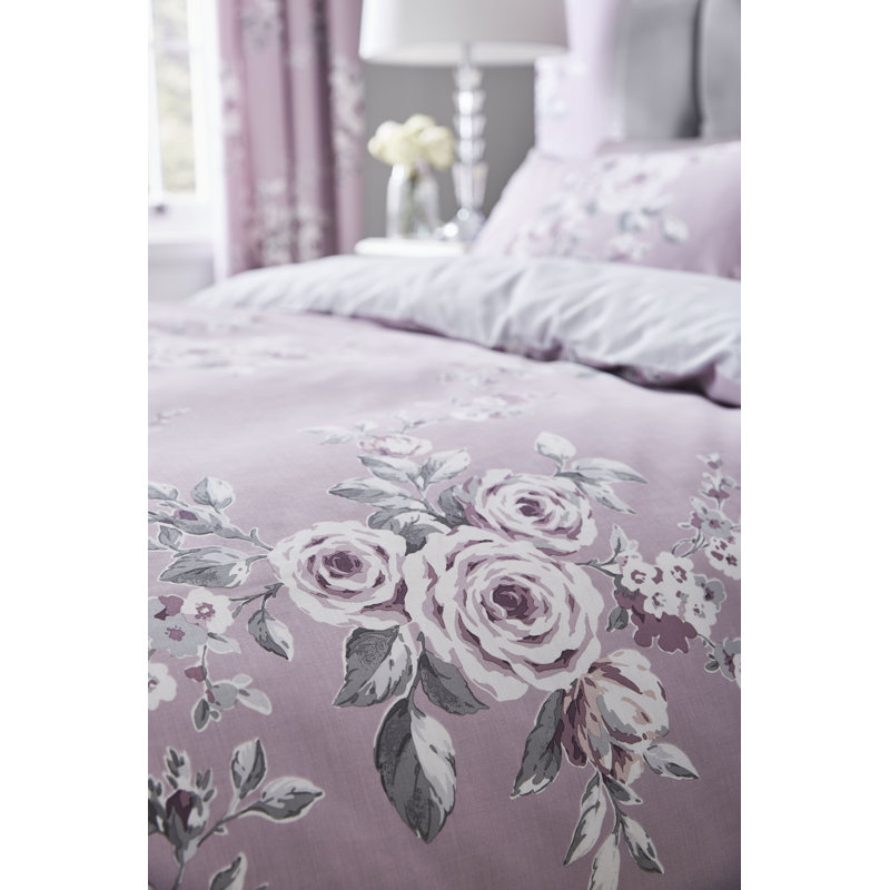 Canterbury Floral Lined Eyelet Curtains, Heather