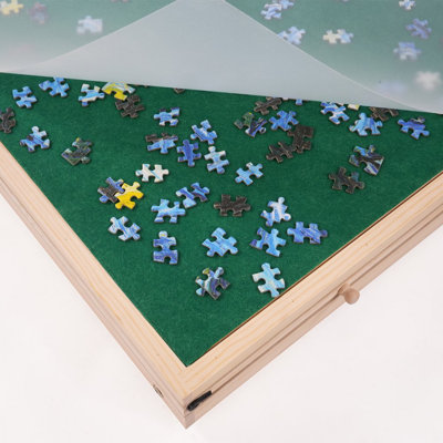 1500 Piece Puzzle Table with Folding Legs, 4 Drawers and Cover, 32.7"x24.6" Wooden Jigsaw Puzzle Plateau, Adjustable 3-Tilting-Angle Puzzle Board, Puzzle Storage System for Adults, Gift