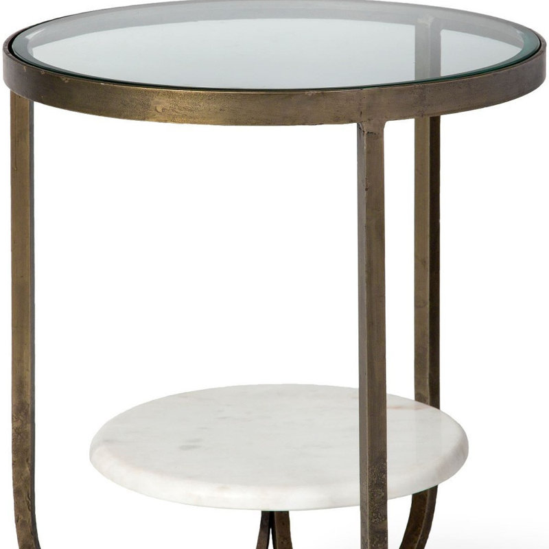 Table de bout ronde 24 po en verre blanc