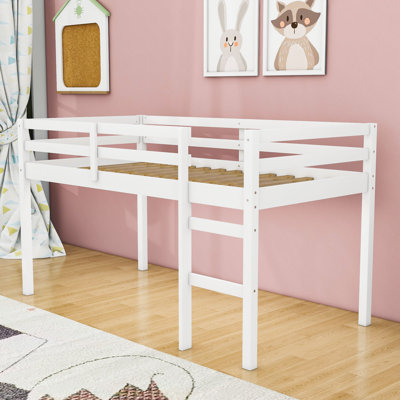 Wooden Twin Loft Bed With Ample Storage Space