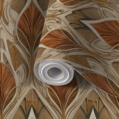 Papier peint auto-adhésif à motifs géométriques beiges et terre cuite auto-adhésifs et amovibles 17,7 po x 118 po (45 x 300 cm)