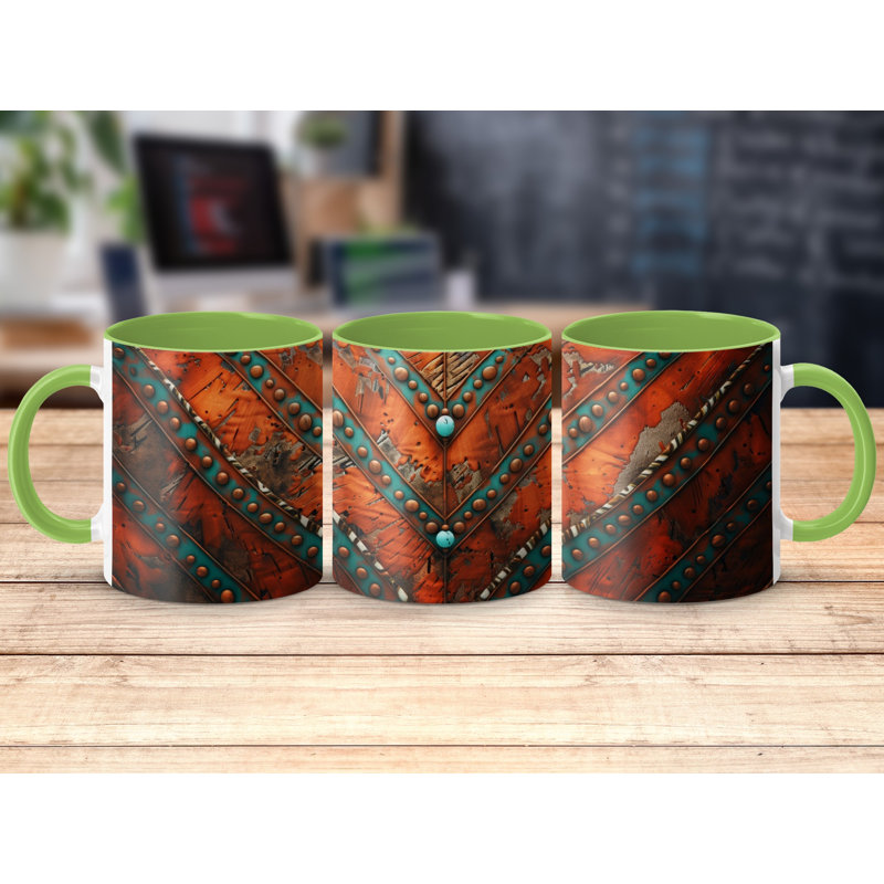Chevron 11oz Accent Coffee Mug, Light Green