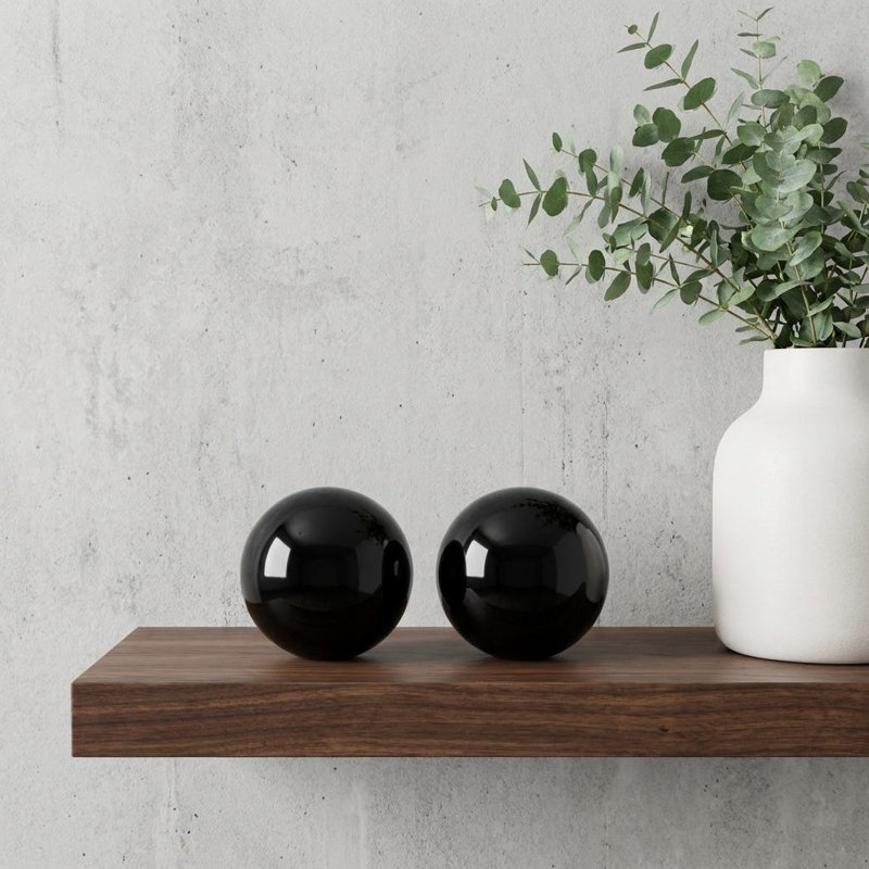 Anachristina 3" Aluminum Decorative Orb Tabletop Sculpture, Black