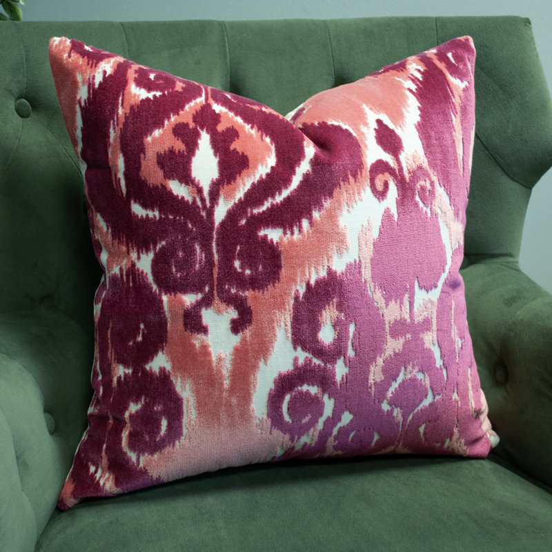 Ensemble de coussins décoratifs en velours crème corail fuchsia Thomas Collection®, Square 16"
