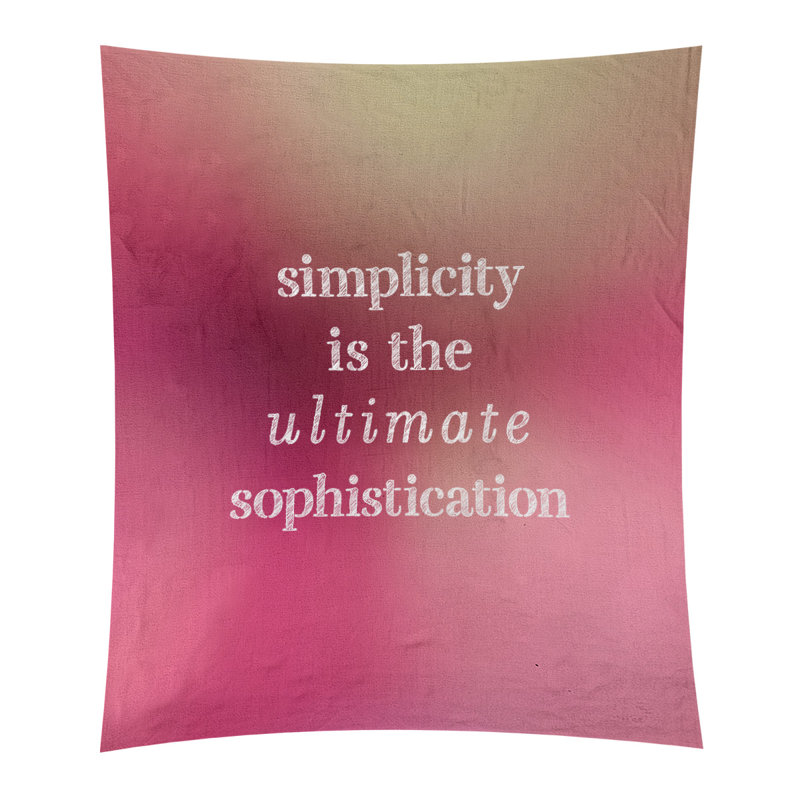 Tapisserie à citation simple et sophistiquée en polyester, H 80 po x l 68 po, Lueur rose