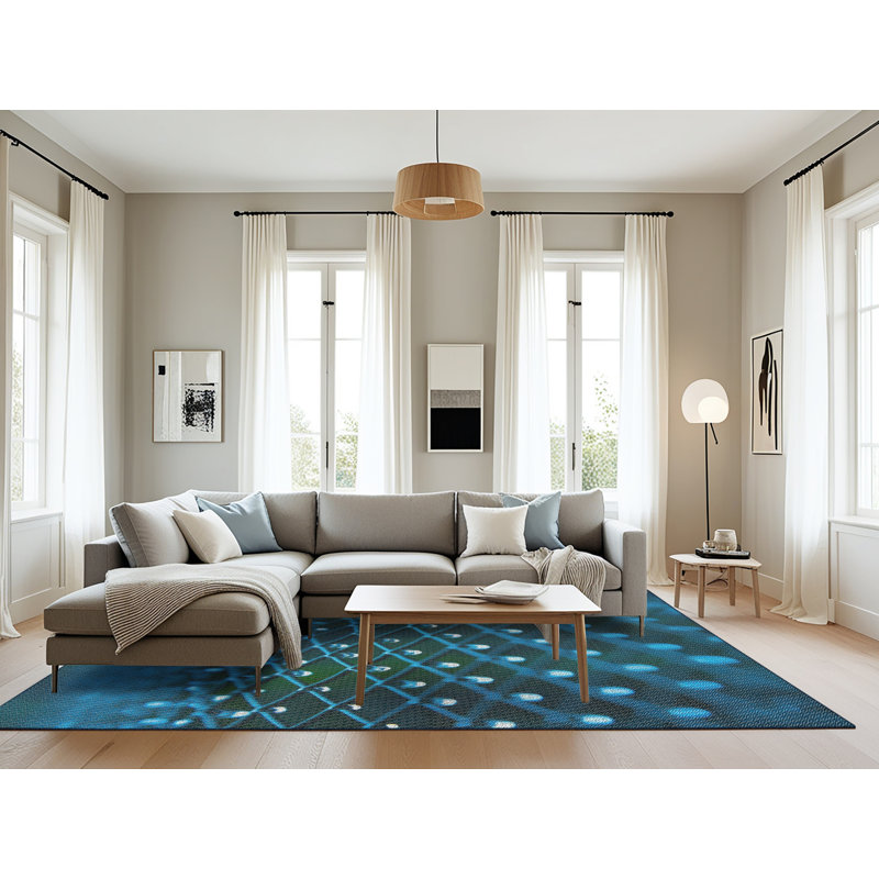 Tapis bleu / vert Nallely, Rectangle 8 pi x 12 pi