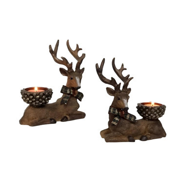Elegant Candlestick Set (2 Pieces), Brown Polyester, 7.1 x 3.9 x 6.3 inches | 100% Durable Polyester Material | Perfect for Home Décor & Special Occasions, Adds Warmth & Style to Any Room