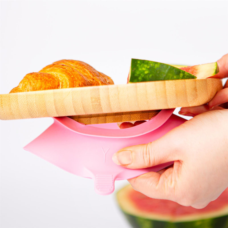 Tiny Dining - Divided Bamboo Suction Plate, Pink