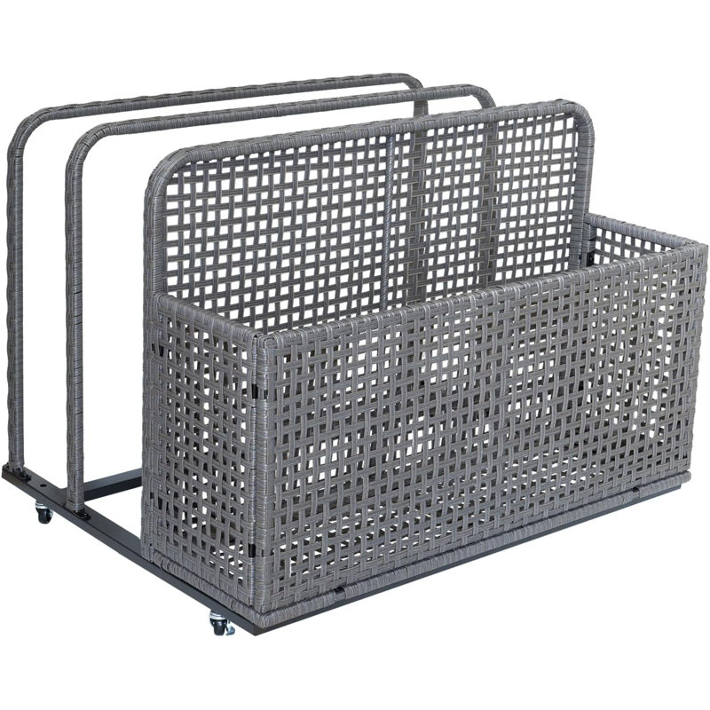 Serviteur de piscine en rotin gris avec piscine, Gris