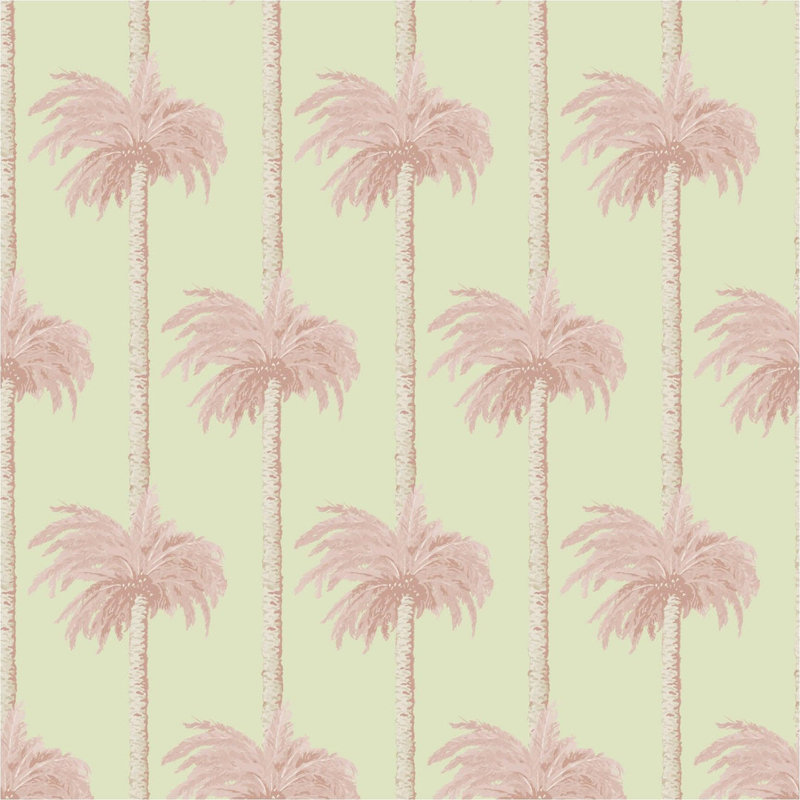 Palmiers Tiki rétro - papier peint rose