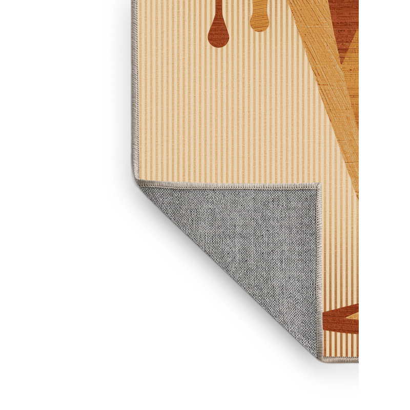 Machine Washable Tomohon Ice Cream Sundae Posh & Luxe Abstract Rug in Brown – Beige Binding, 2x3