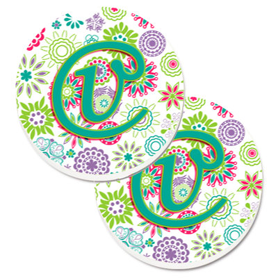 Sous-verre voiture de voiture fleurs initial