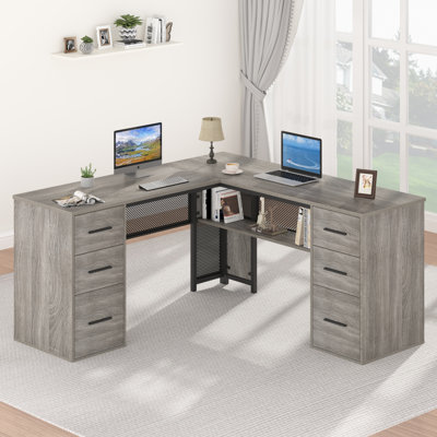 Corsair L-Shaped Executive Desk with 6 Drawers