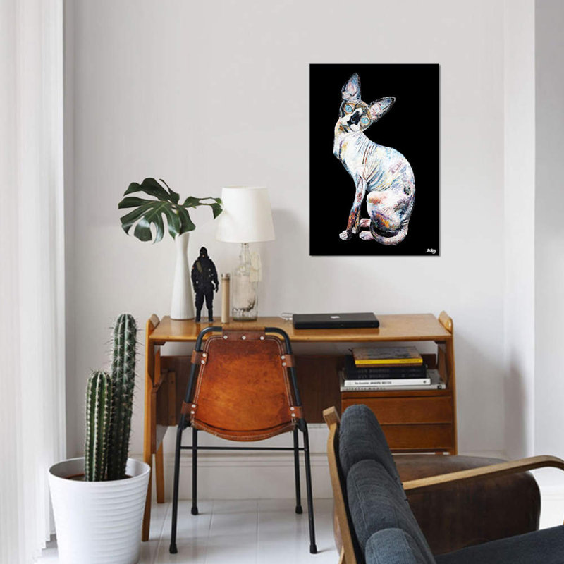 « larry, black background », impression sur toile, H 26 po x l 18 po x P 1,5 po, Pas de tapis, Toile tendue
