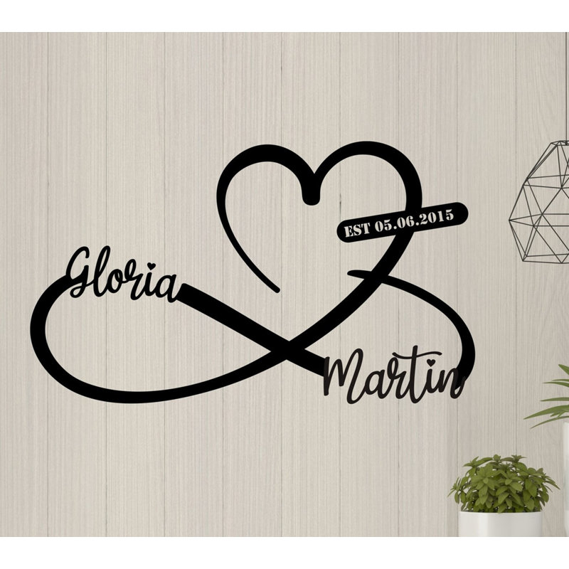 Décoration murale personnalisée en métal cœur et infini en métal pour la Saint-Valentin ou un cadeau de mariage, Oui