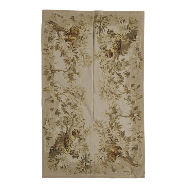 Hand-Knotted High-Quality Brown, Green, and Beige Area Rug
