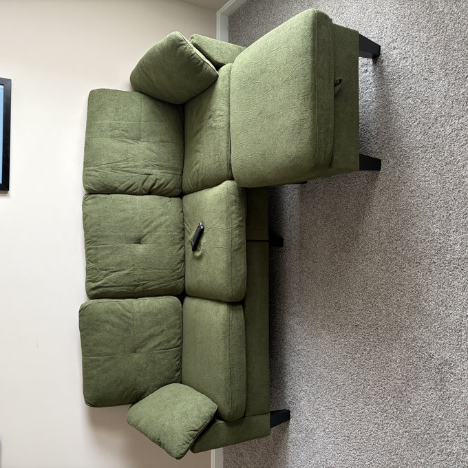 76.4'' Modern 3-Seat Sectional Sofa With Arm Pillows, Convertible Chaise Lounge, Soft Upholstered Couch For Living Room - Green