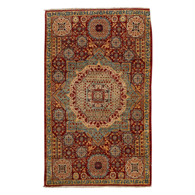 Tapis unique rouge / bleu / jaune 2 pi 9 po x 4 pi 8 po