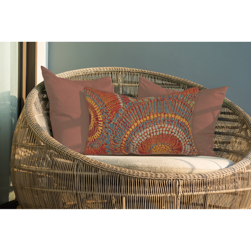 Marina Circles Indoor/Outdoor Pillow Saffron 12" X 18", Red/Orange