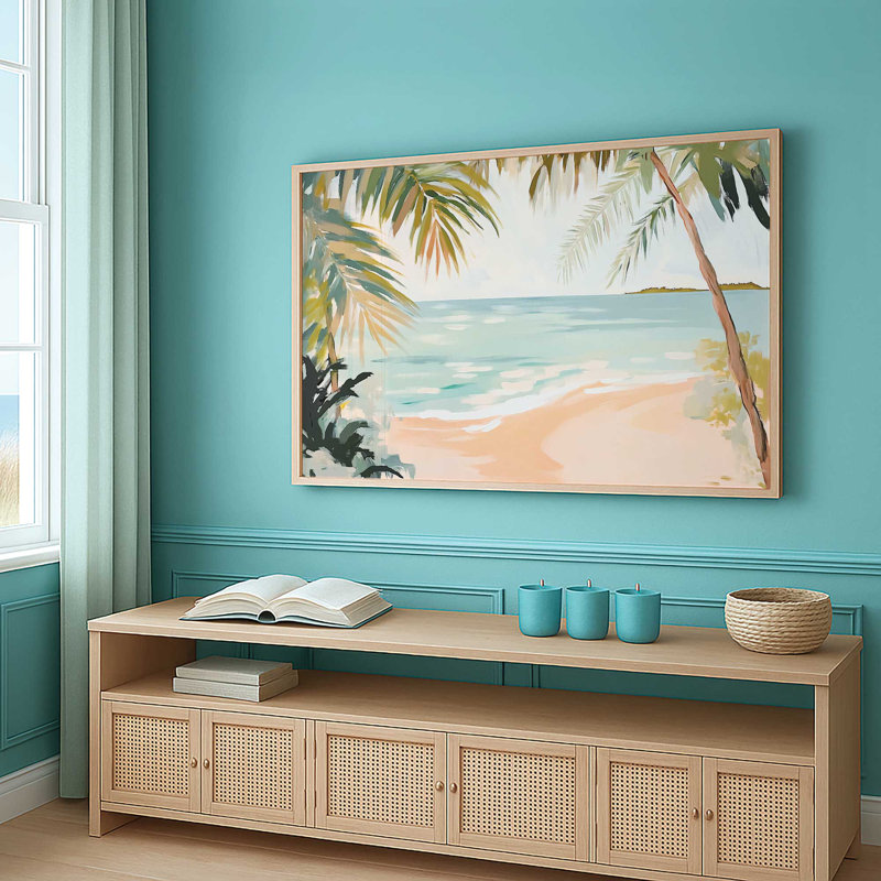 «Tropical Shade Retreat», reproduction encadrée, H 13 po x l 17 po, Érable brut