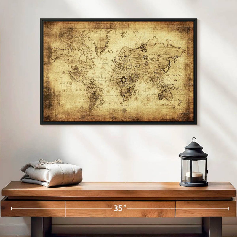 Carte du monde antique d'Aliaz, H 17 po x l 25 po