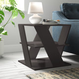Cateline Geometric Floor Shelf End Table with Storage